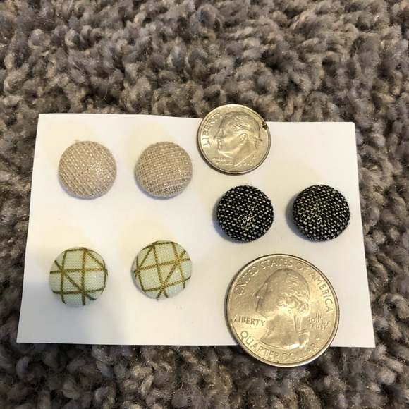 Set of 3 Button Earrings - Picture 2 of 6